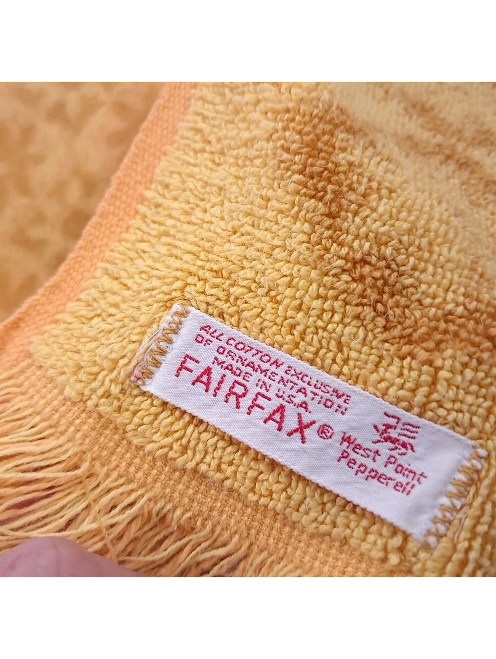 Vintage hand Towel set 2 harvest yellow Gold Martex West Point Pepperell Fairfax